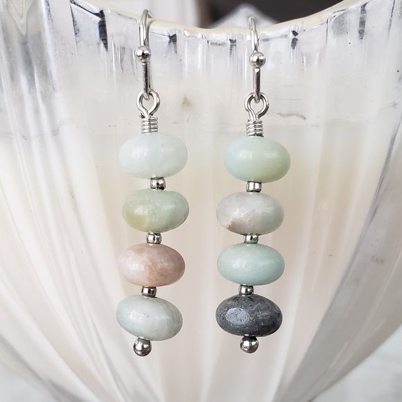 Jewelry - Amazonite stone simple drop earrings